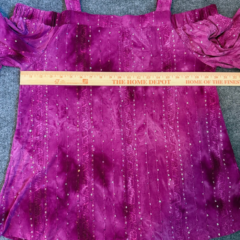 Avenue Purple/Pink Tie Dye Sequin Cold Shoulder Embellished Top Women‎ Sz 14/16 - Picture 8 of 10